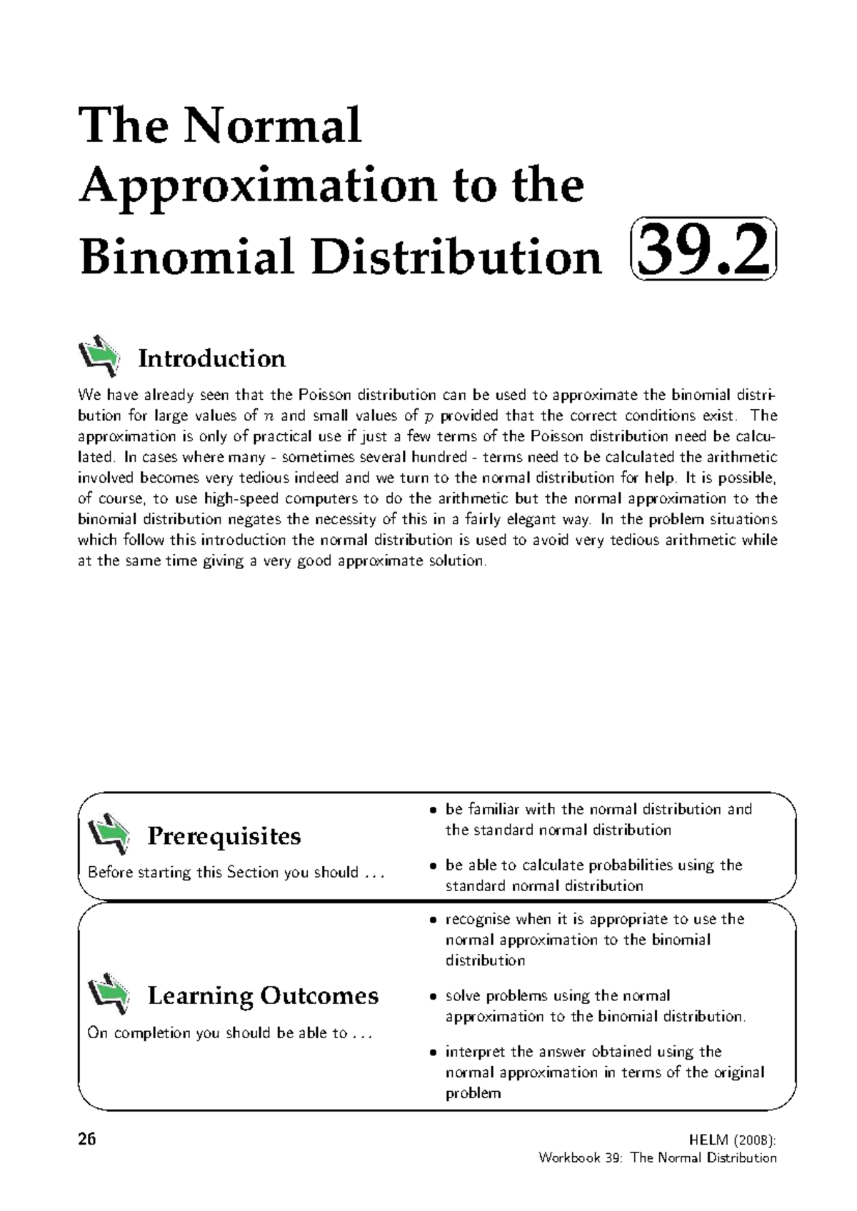 39.2 Normal Approximation to the Binomial Distribution Notes - Studocu