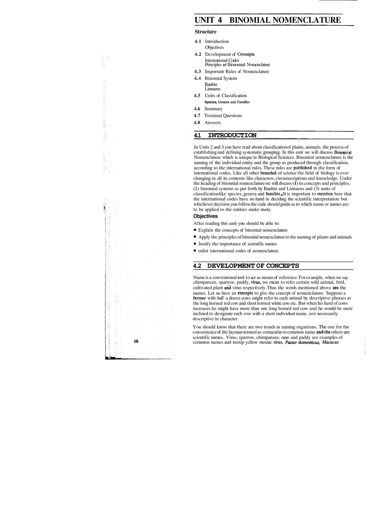 Unit 4 Lecture Notes: Understanding Binomial Nomenclature Principles ...