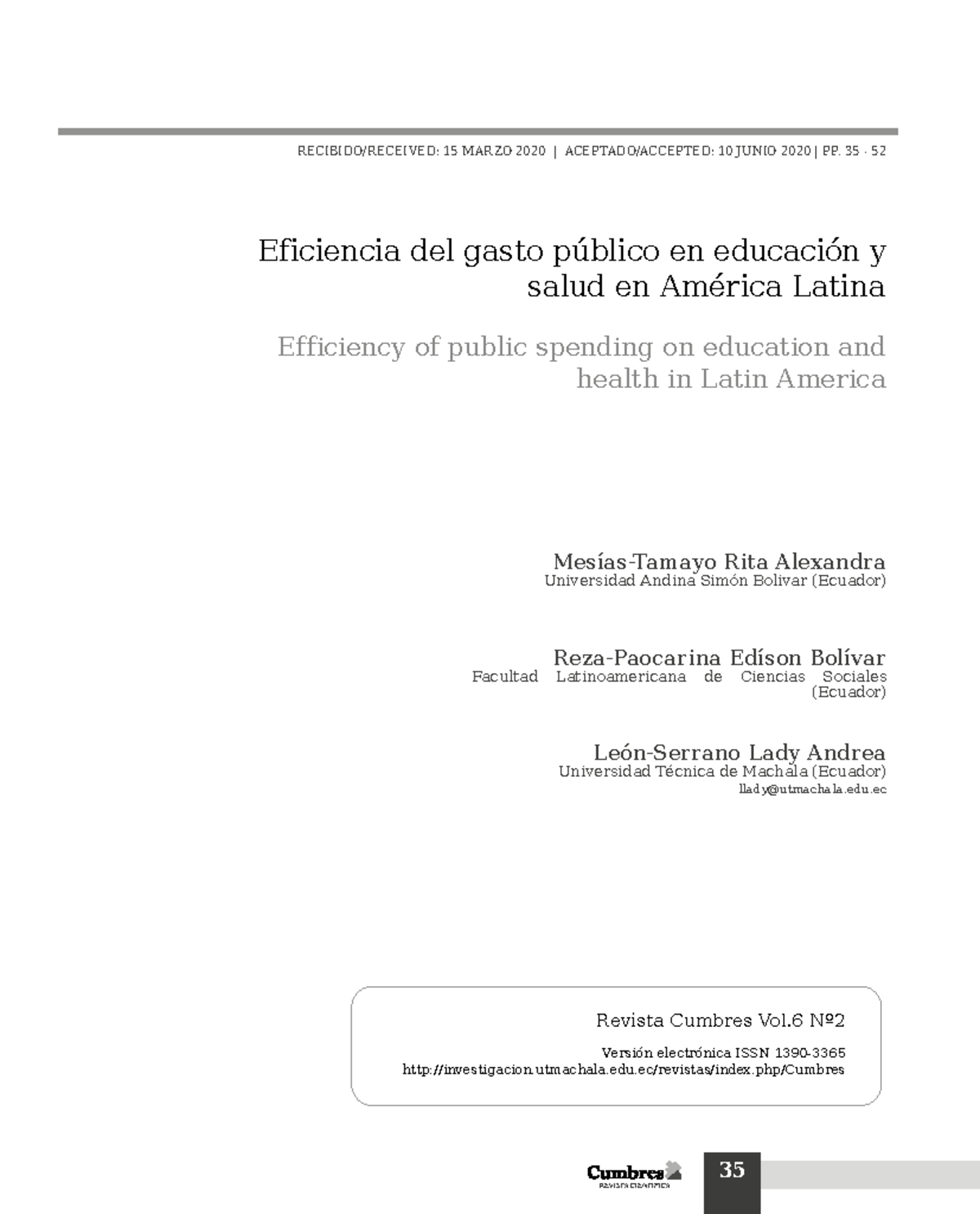 Eficiencia del Gasto Público en Educación y Salud en América Latina (PP ...