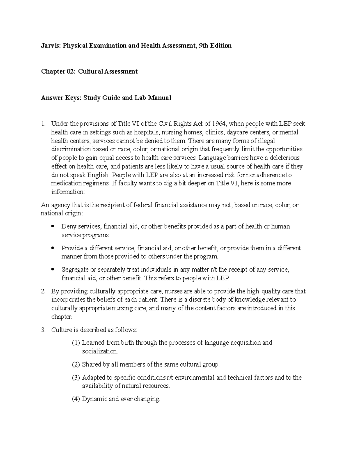 Jarvis: Physical Examination & Health Assessment (9th Ed) Ch 02 Summary ...