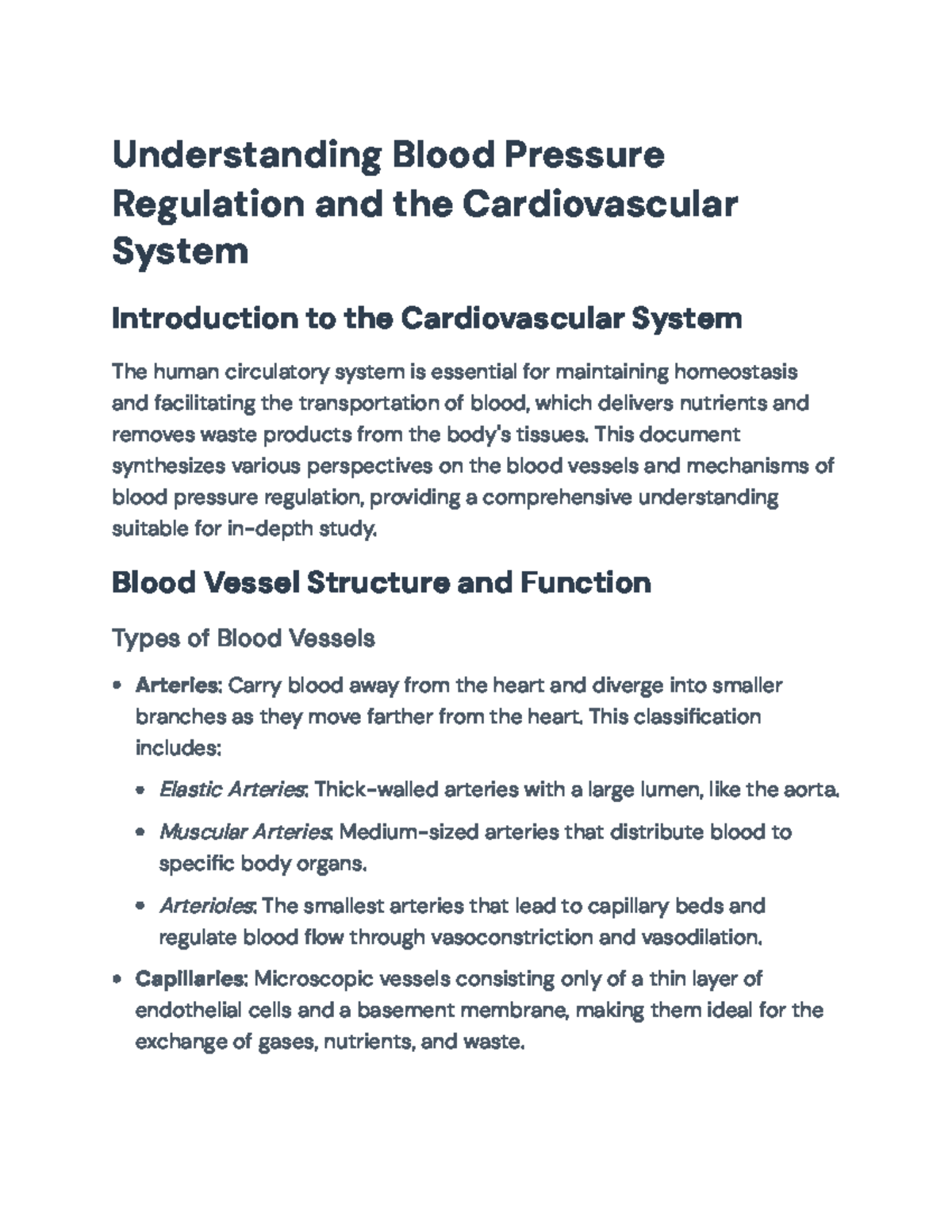 Understanding Blood Pressure Regulation in the Cardiovascular System ...