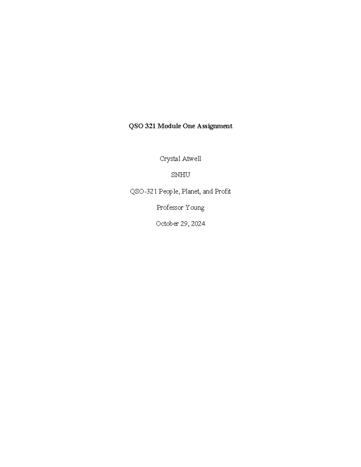 QSO 321 Module 1 Assignment: TBL Strategies in Manufacturing vs ...