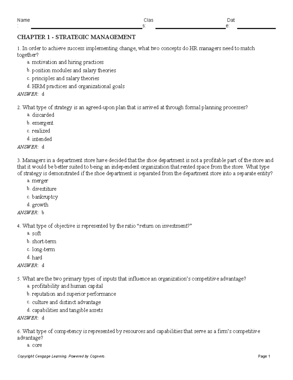 Chapter 1: Strategic Management Concepts and Applications - Studocu