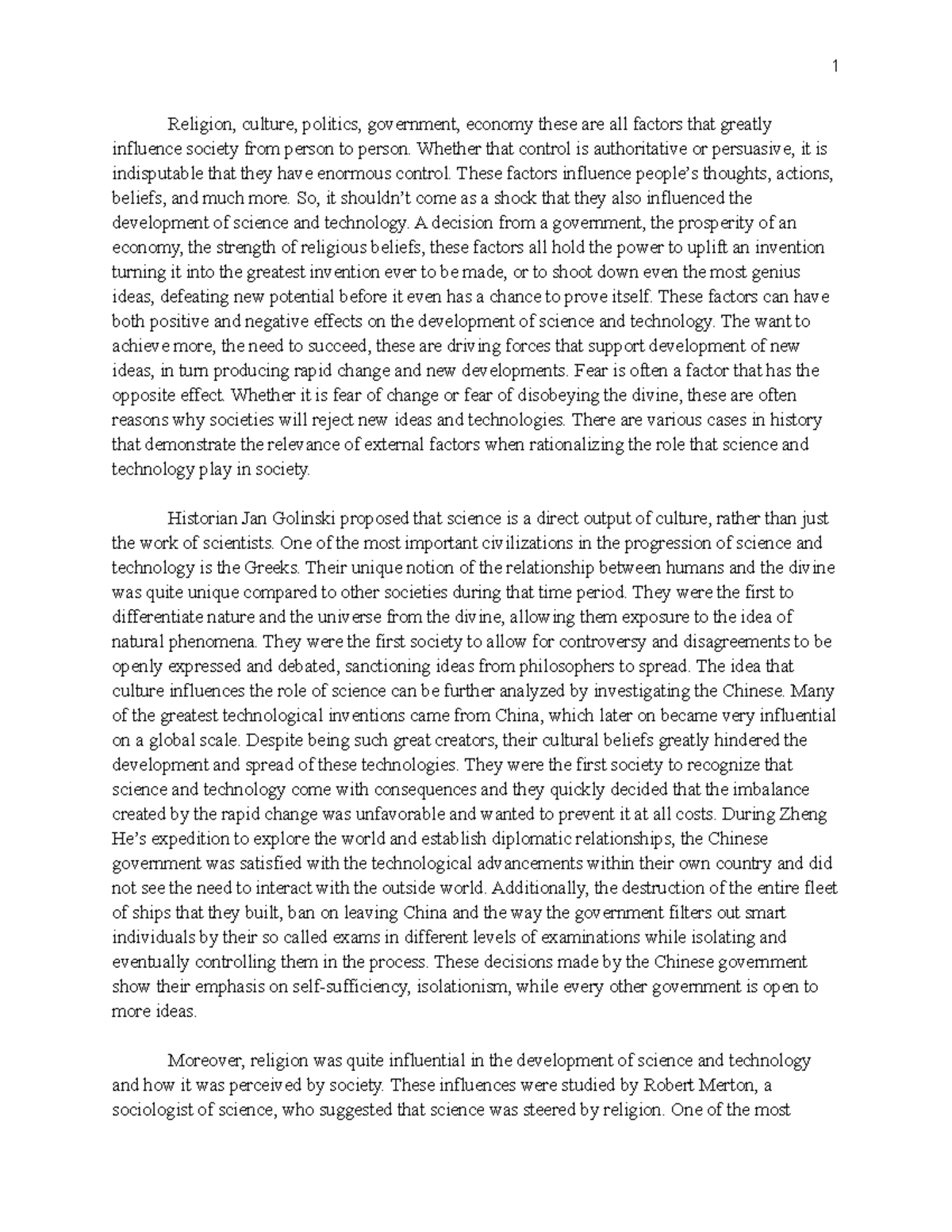 Final Exam Submission: The Impact of Society on Science & Tech - Studocu