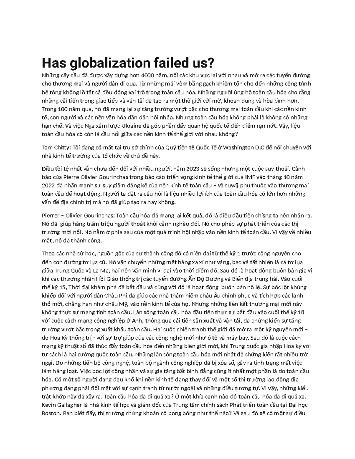 Globalization: Successes, Failures, and Future in 2023 Analysis - Studocu
