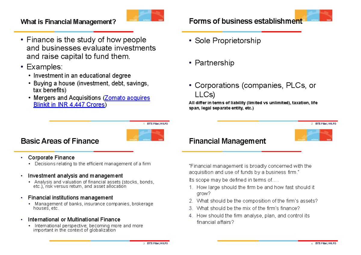 Financial Management Overview: Key Concepts and Principles - NMAN - Studocu