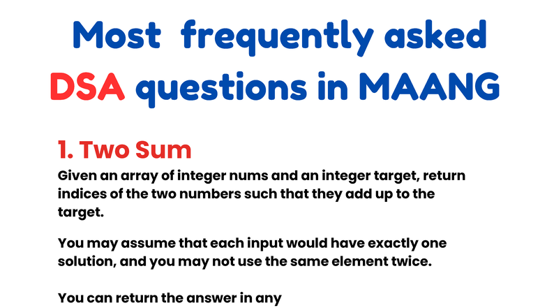 DSA Questions in MAANG: Key Problems & Solutions - Studocu