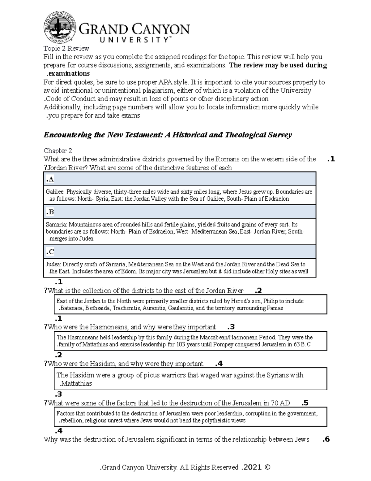 Topic 2 Review for Course 12345 - Preparation Guide for Exams - Studocu