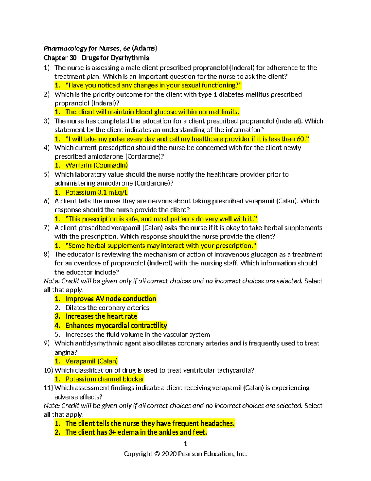 Cardiac Dysrhythmias Medications - Pharmacology Notes for Nursing - Studocu