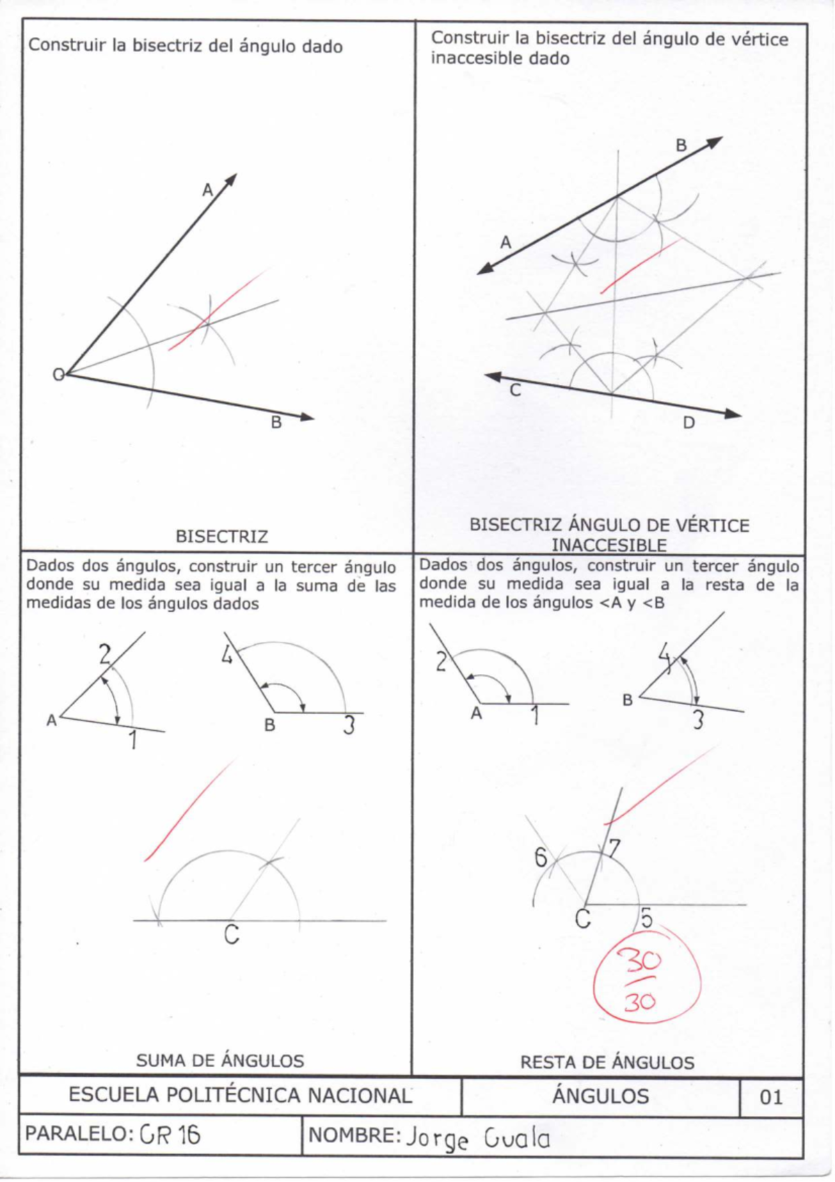Hoja De Trabajo De Geometría Con Respuestas Para La Bisectriz De Un ángulo