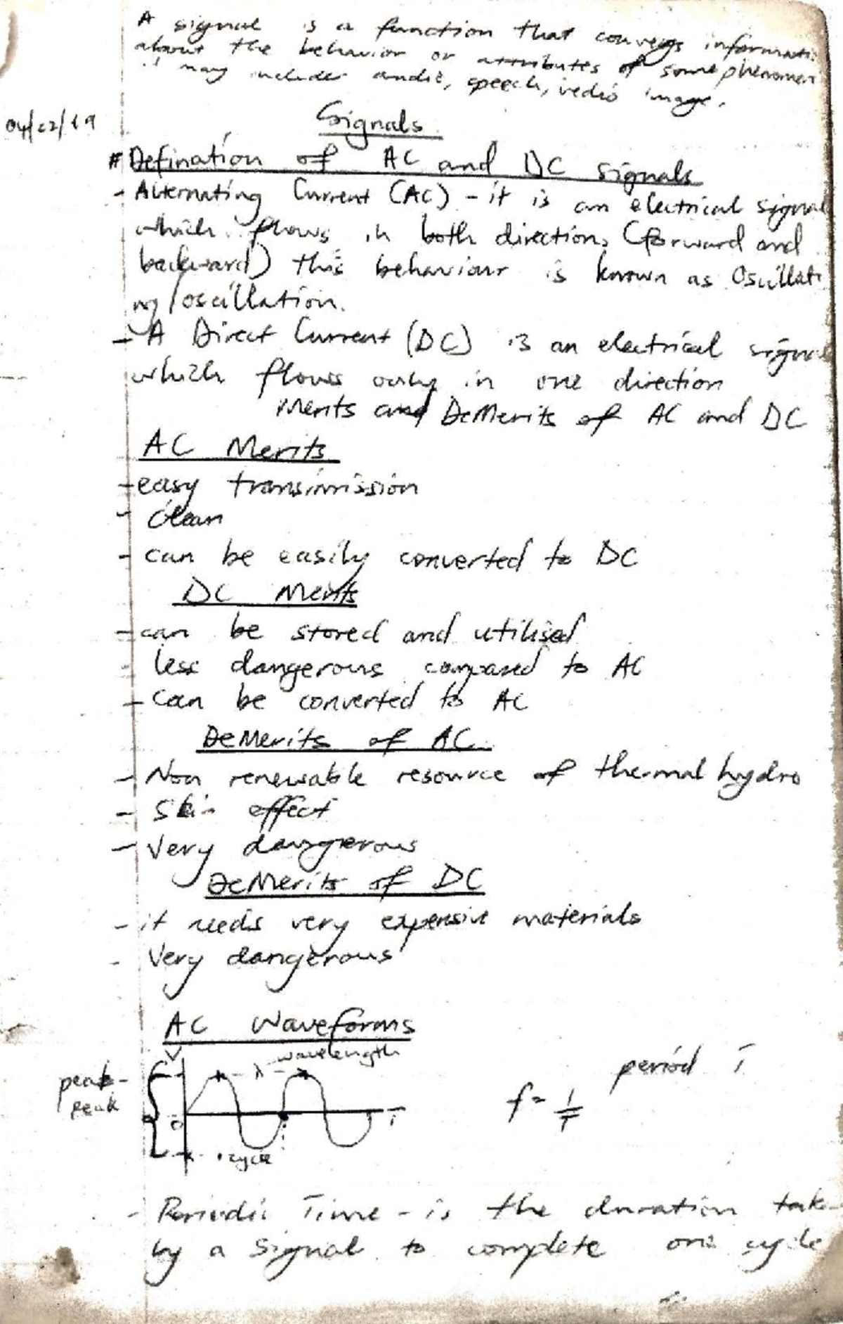 FEC 04: Comprehensive Notes on AC and DC Signals and Their Applications ...