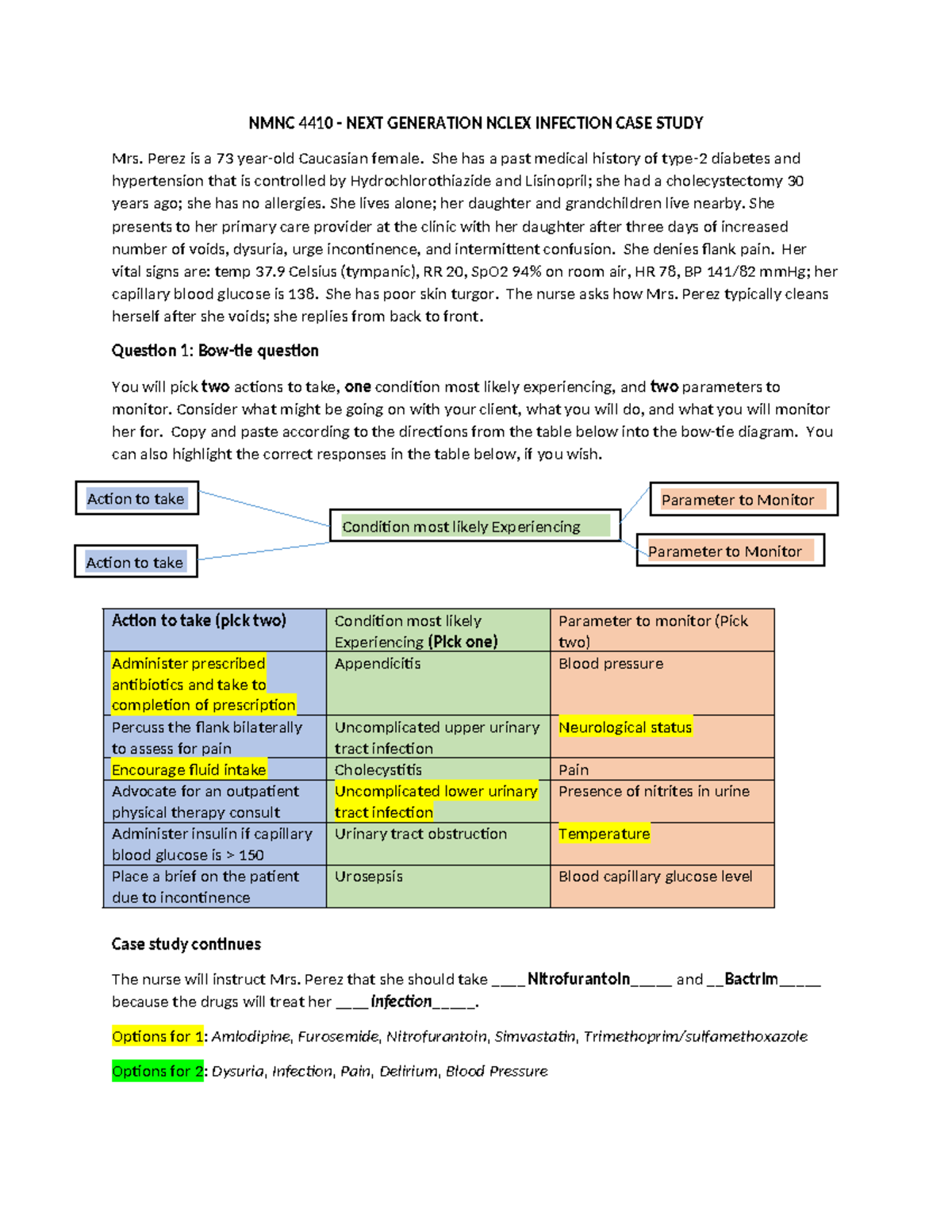 NMNC 4410 Case Study: Infection in Mrs. Perez's Care Plan - Studocu