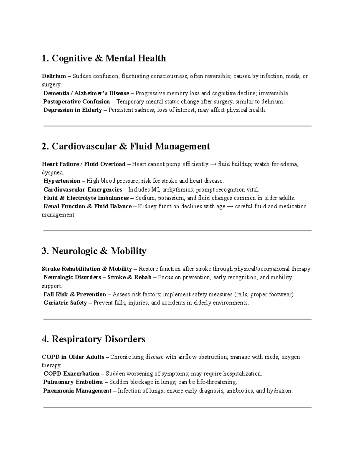 Geria 101: Comprehensive Overview of Geriatric Health Issues - Studocu