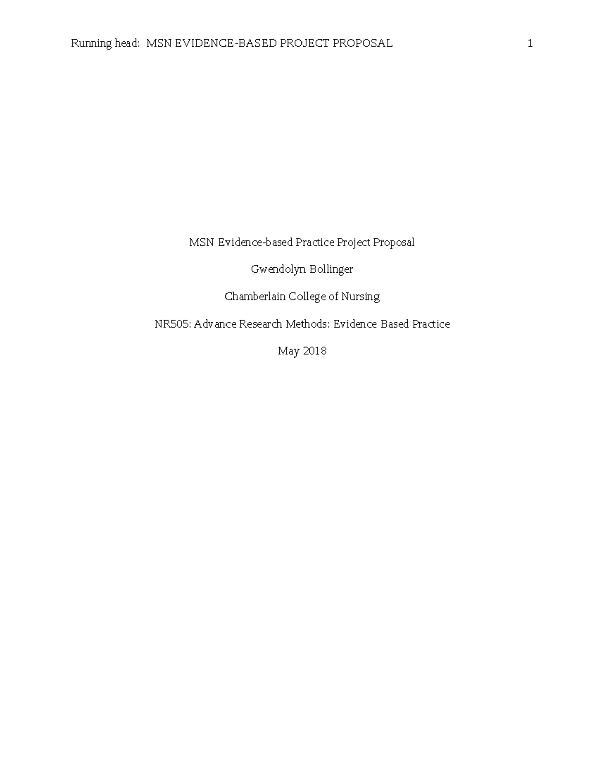 NR505 Week 7 EBP Project Proposal on Chronic Pain Management Solutions ...