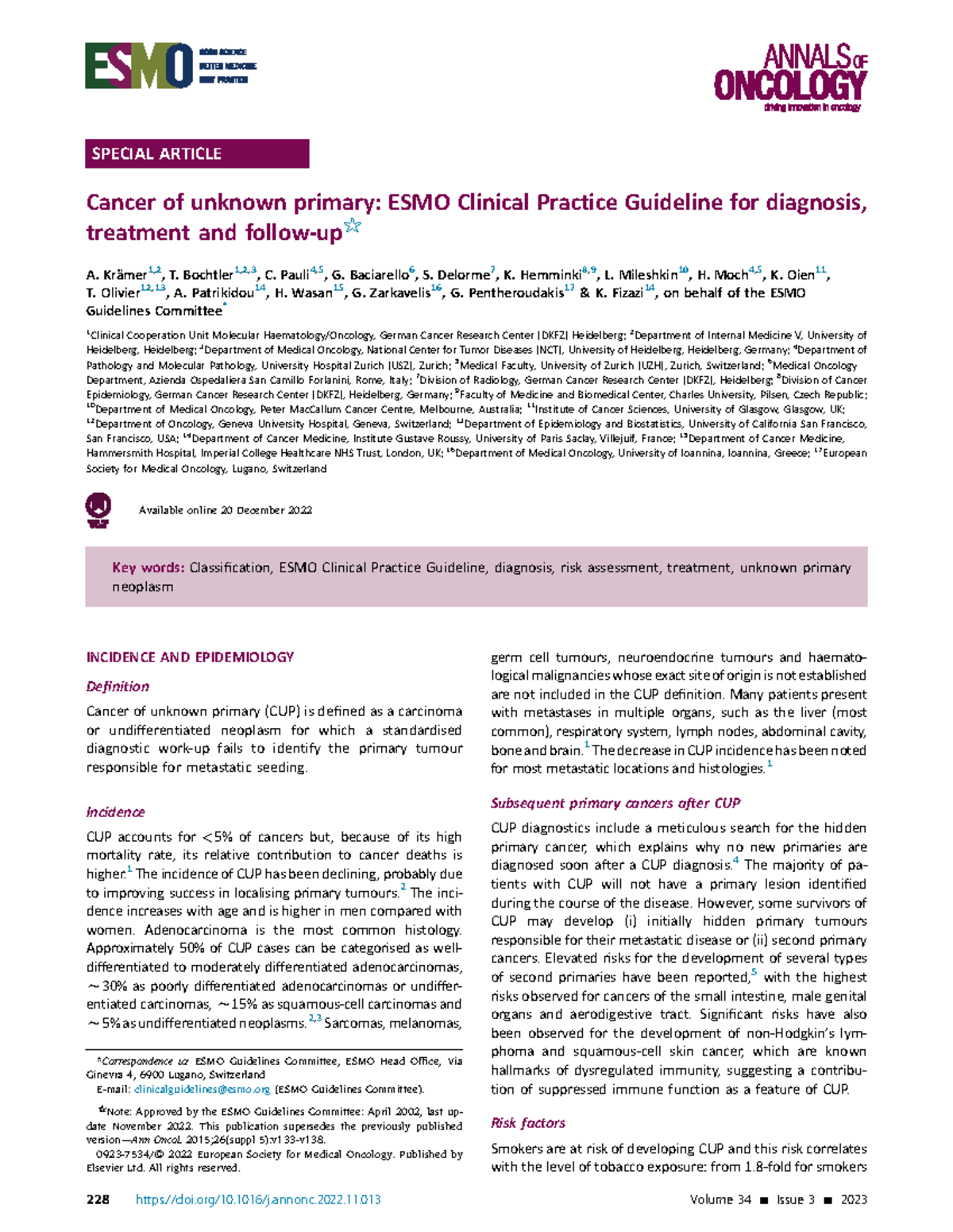 ESMO Guidelines 2023: Cancer of Unknown Primary - Diagnosis & Treatment ...
