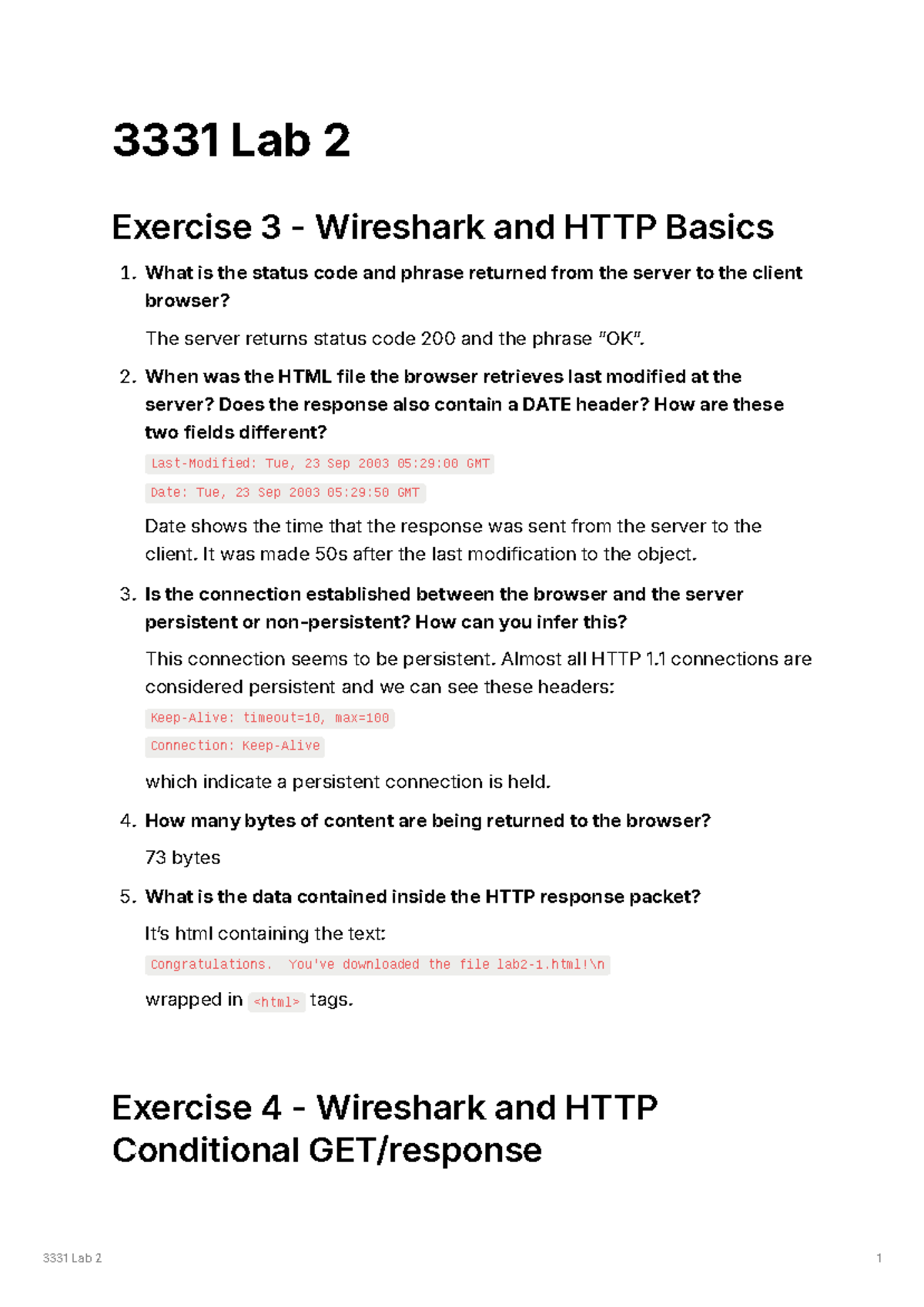 Lab2 - Student solutions to lab 2 for computer networks - 3331 Lab 2 1 ...