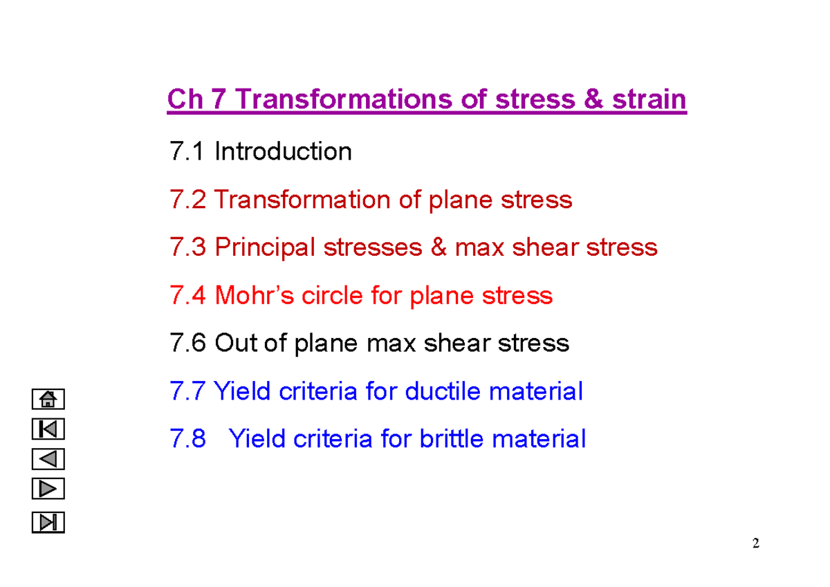 7 - Transformations of Stress and Strain - 7 Introduction 7 ...