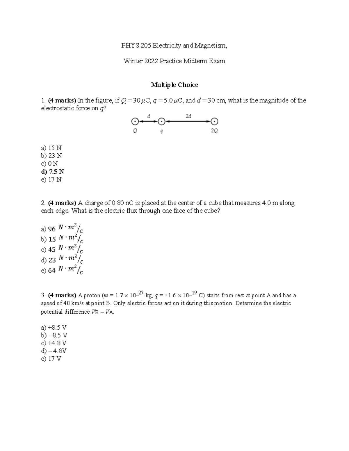 Final Practice Questions for PHYS 205: DC Circuits and RLC Analysis ...