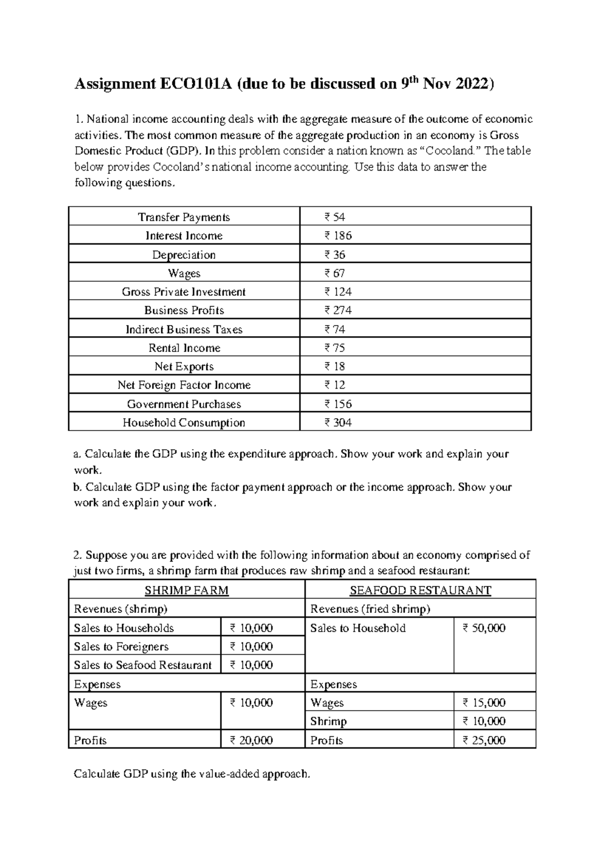 ECO101A GDP Homework Assignment - Cocoland Economic Analysis - Studocu