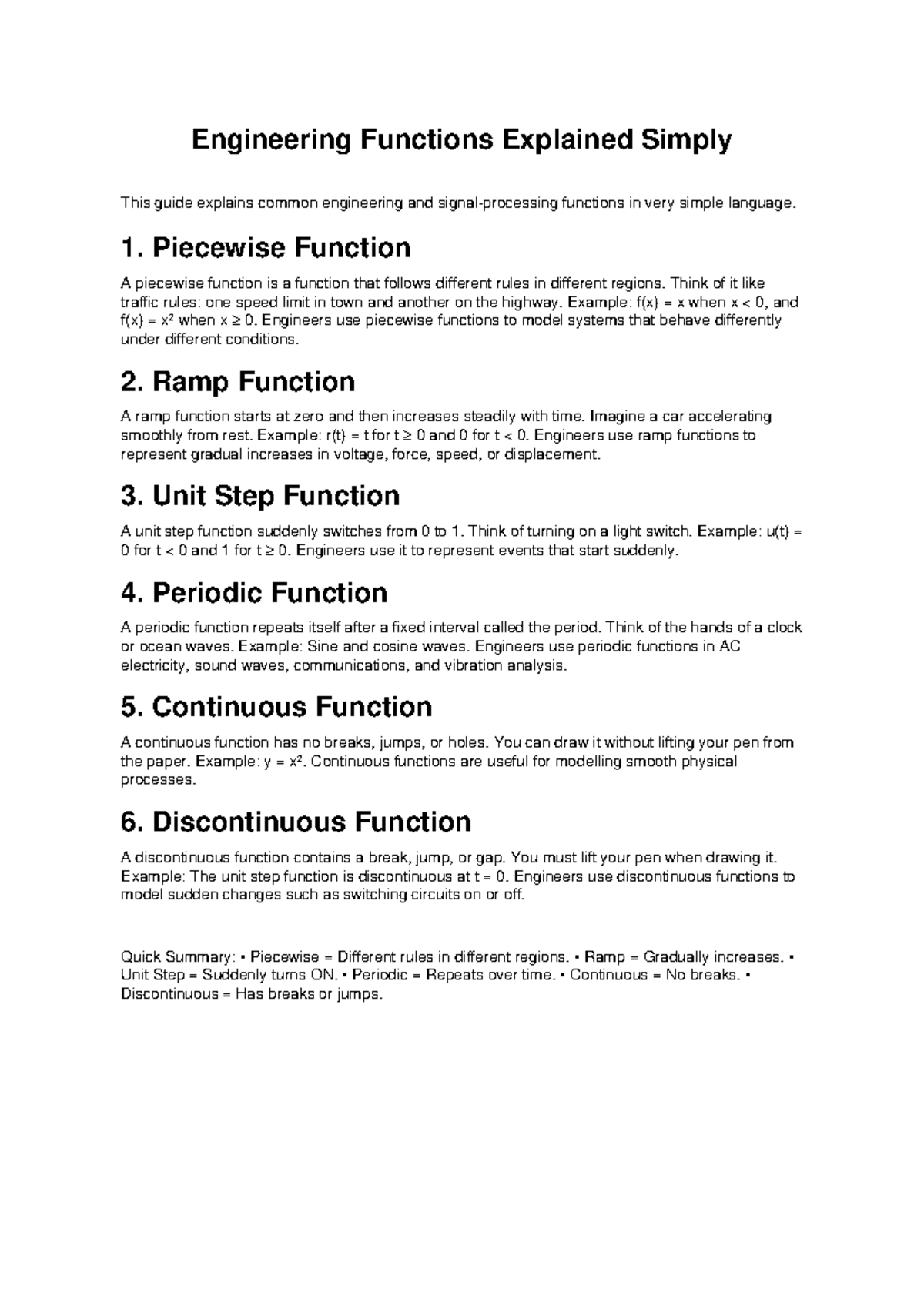 Eng - Simple Guide to Engineering Functions Explained - Studocu