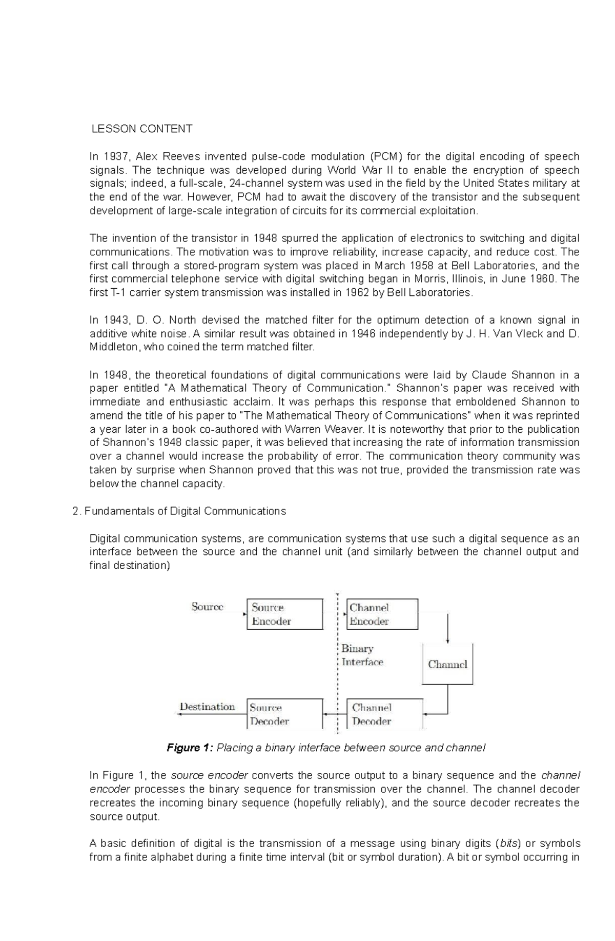 Modulation and Coding Concepts - IM 1 Lesson Overview - Studocu