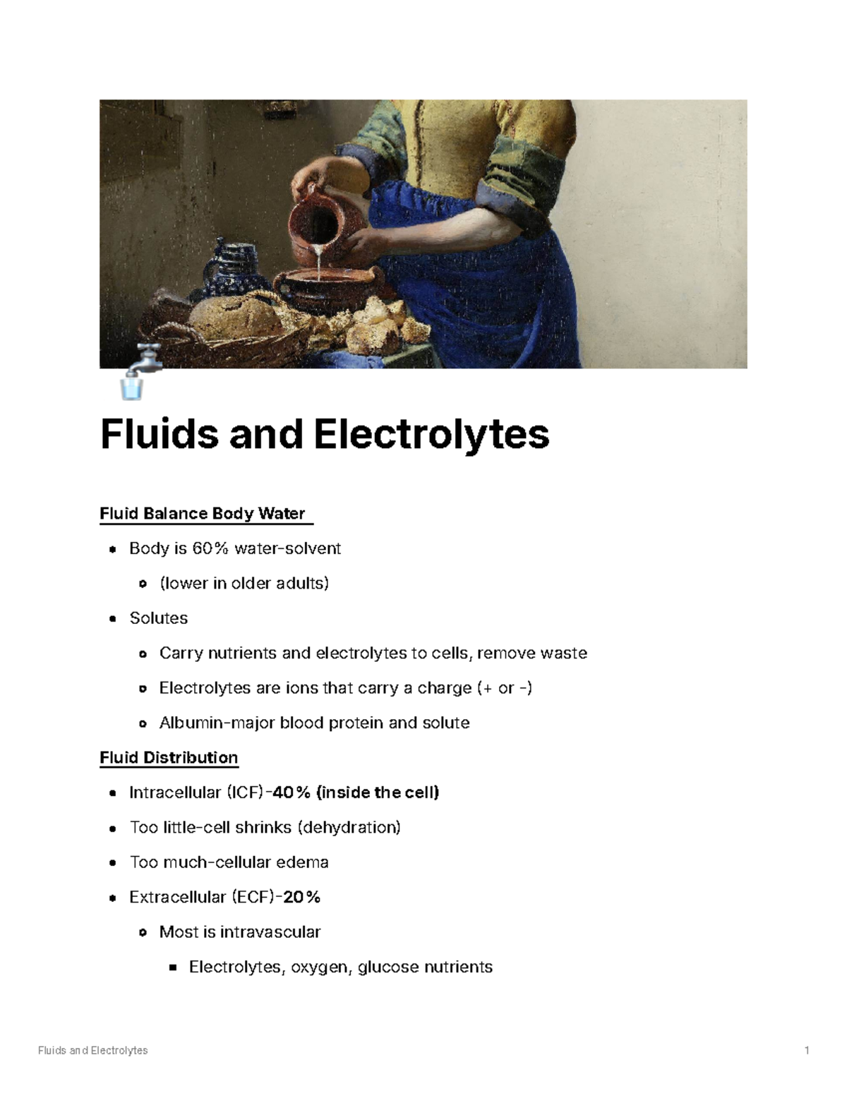 Fluids and Electrolytes - 🚰 Fluids and Electrolytes Fluid Balance Body ...