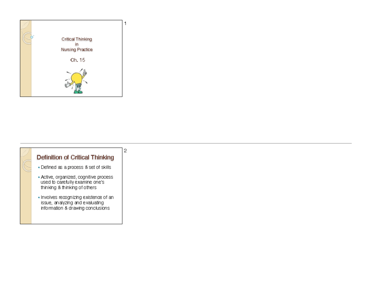 Ch. 15 Critical Thinking in Nursing Practice: Key Concepts & Skills ...