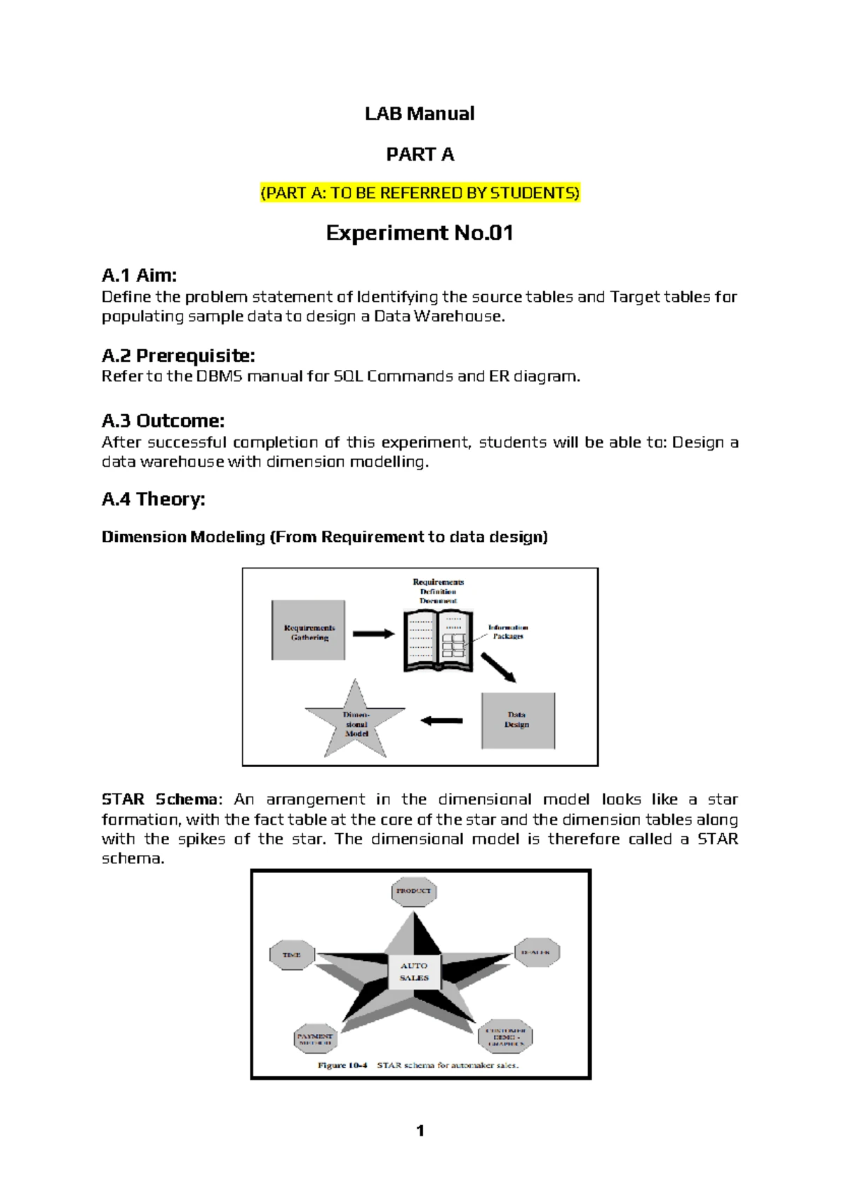 Data Warehousing & Mining Lab Manual: CSC504 Experiment 1 - Studocu
