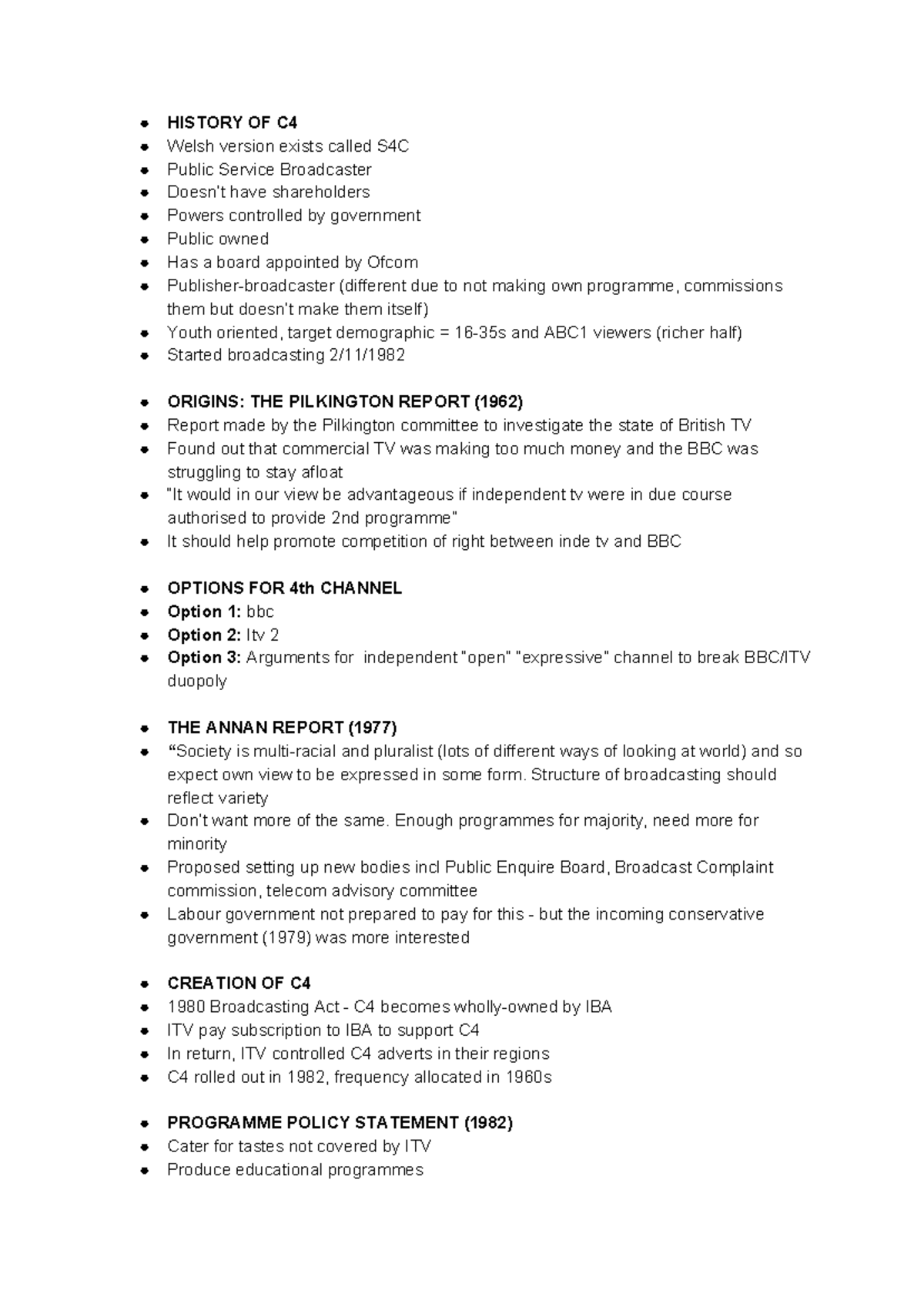 Introduction to Media Studies lecture 2 - Channel 4 - HISTORY OF C4 ...