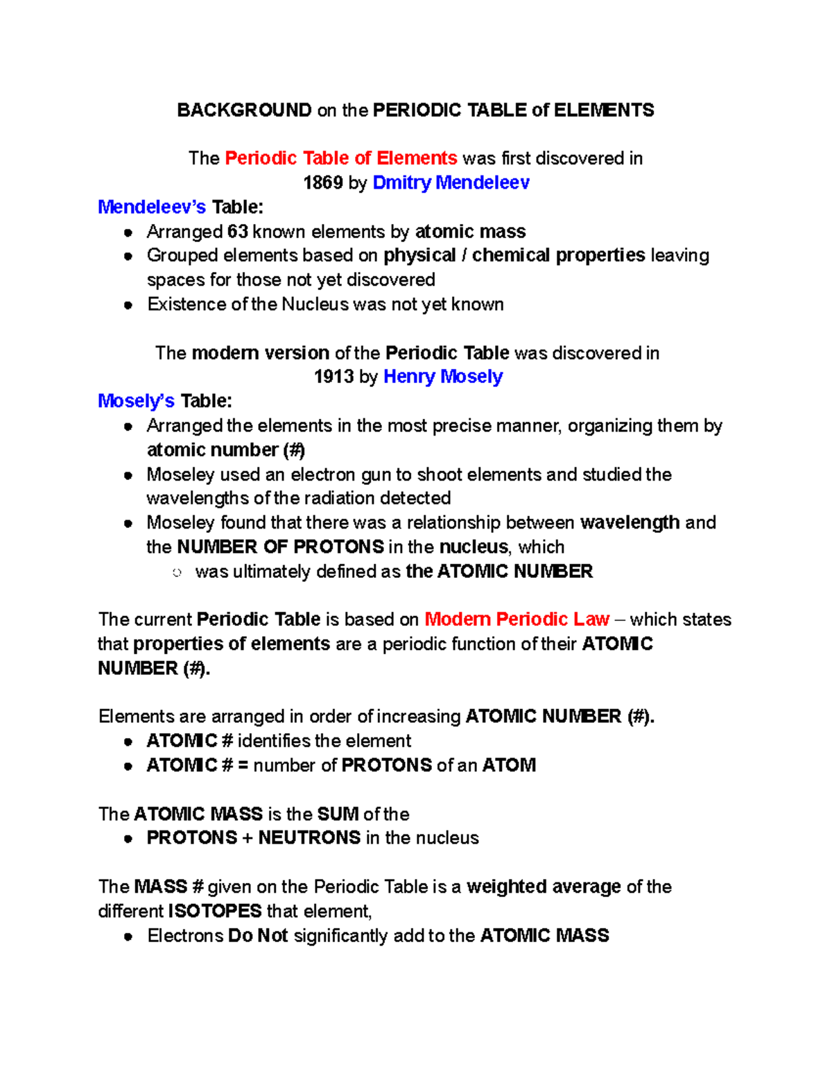 Chemistry Notes: Trends in the Periodic Table - Detailed Overview - Studocu