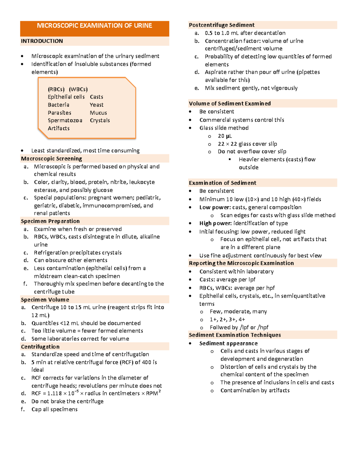 MICROSCOPIC EXAMINATION OF URINE: A Comprehensive Guide - Studocu
