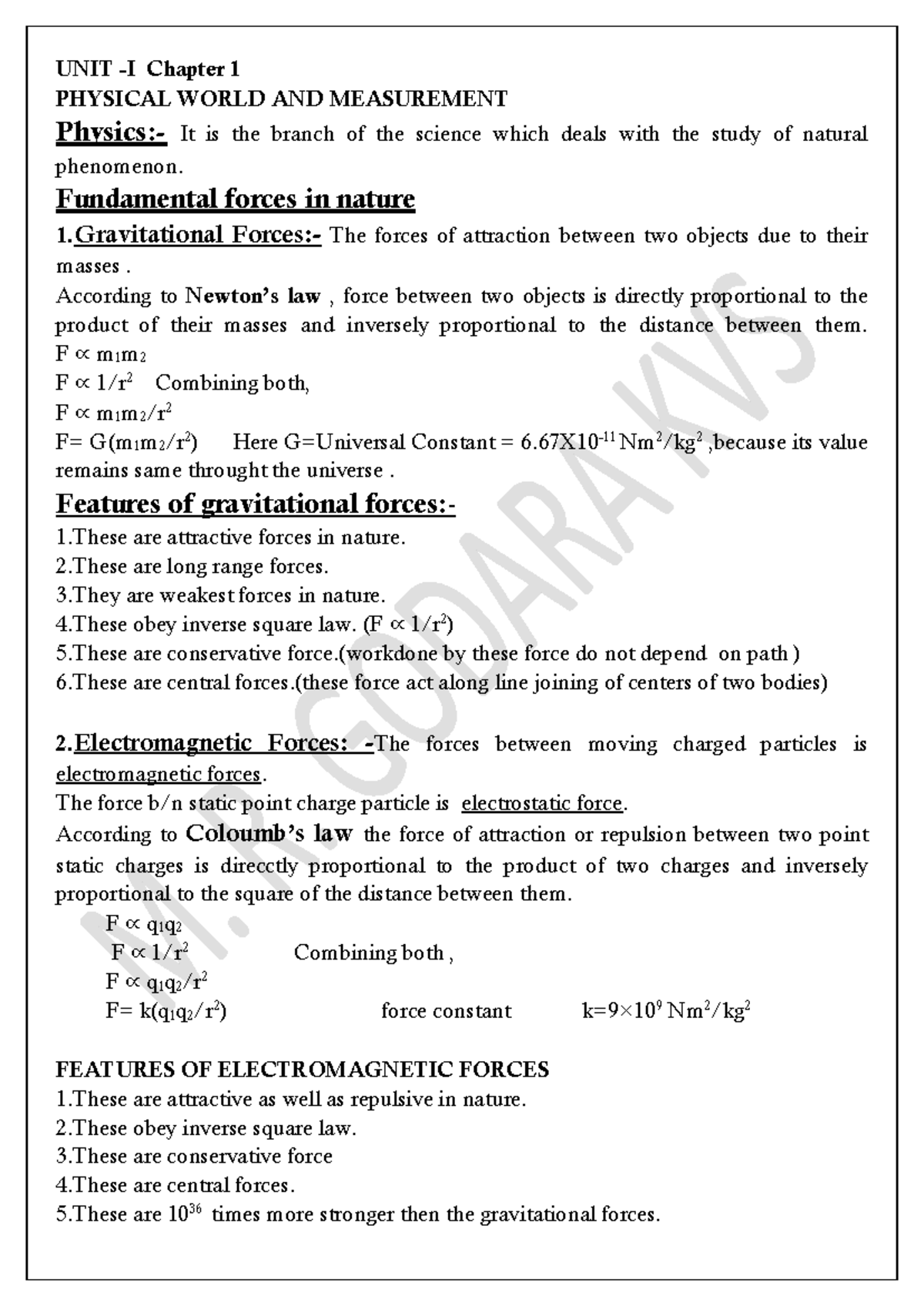 UNIT PHYSICS Chapter 1: Physical World & Measurement Notes - Studocu