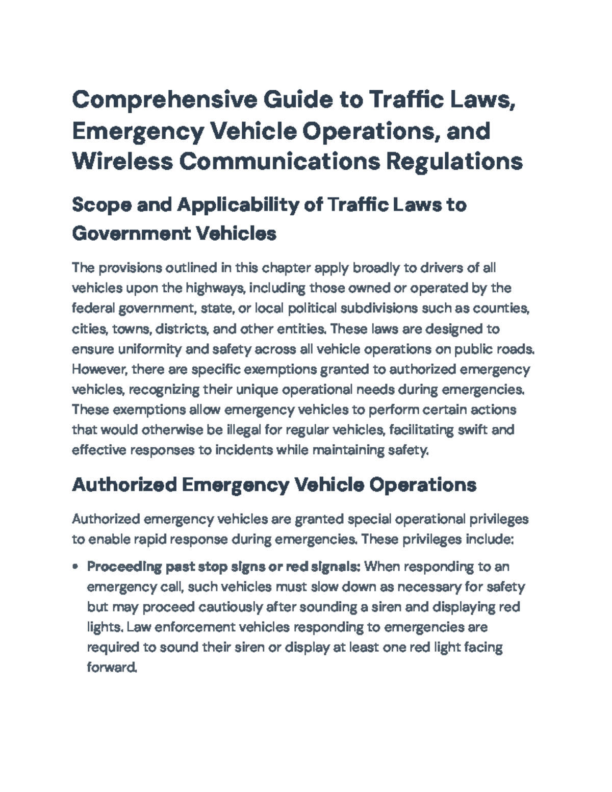 Comprehensive Guide to Traffic Laws & Emergency Vehicle Ops Regulations ...