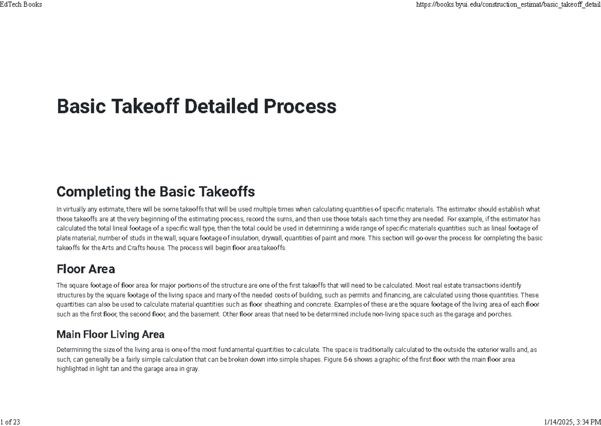 Ed Tech Books - Example Project - Basic Takeoff Detailed Process ...