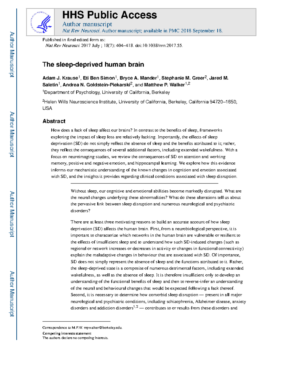 Sleep Deprivation Effects on Brain Function: Neural Insights and ...