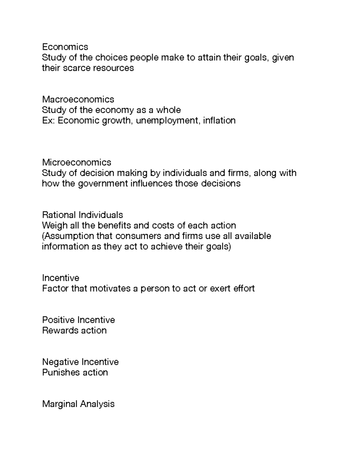 ECON102 Midterm Exam 1 Review: Key Concepts in Economics - Studocu