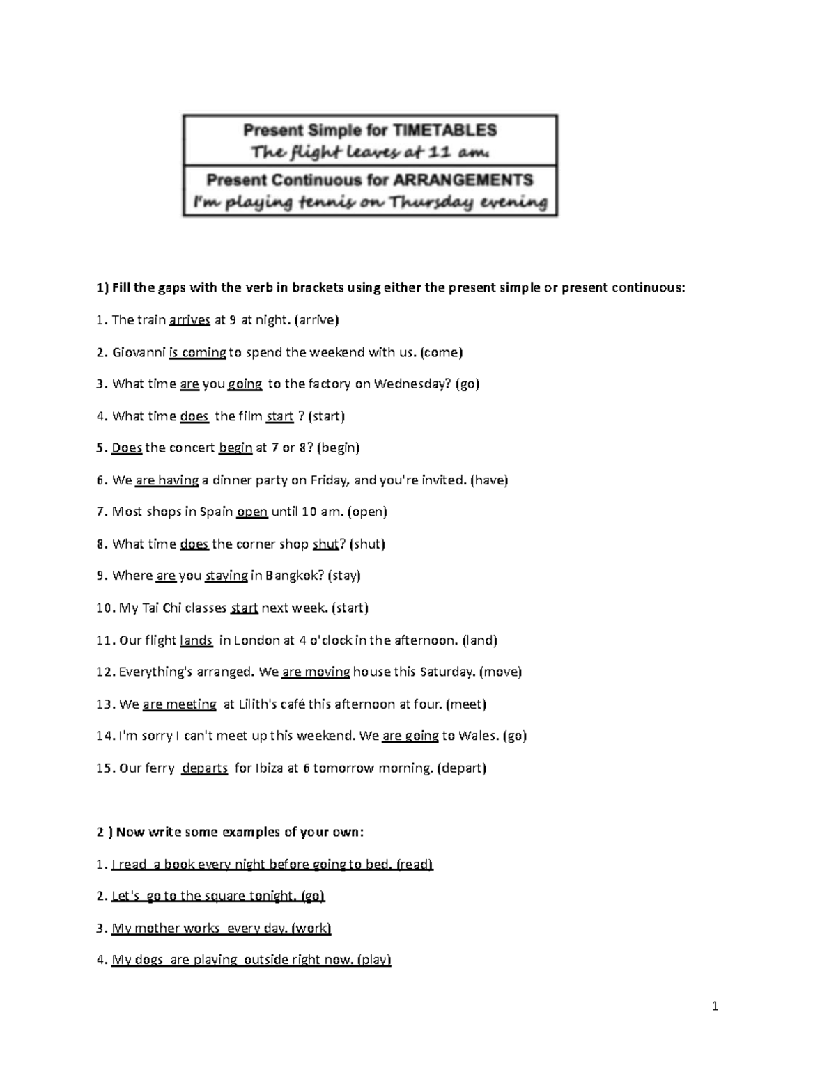 Activity Worksheet: Present Simple vs Present Continuous - Studocu