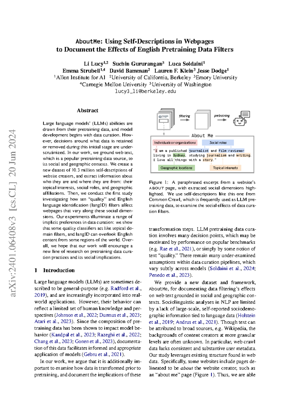AboutMe: Analyzing English Pretraining Data Filters and Their Effects ...