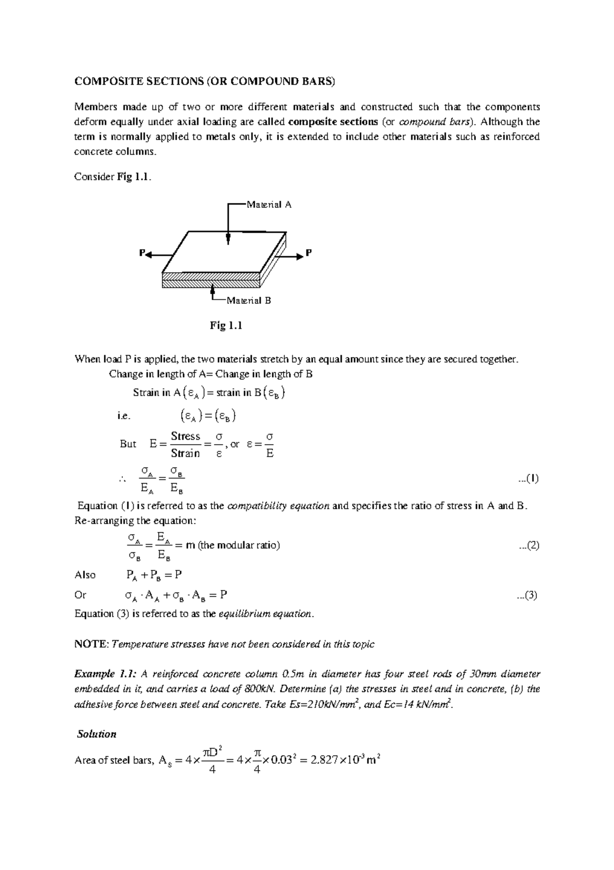 Composite Sections Analysis and Examples - JAN 2015 - Studocu