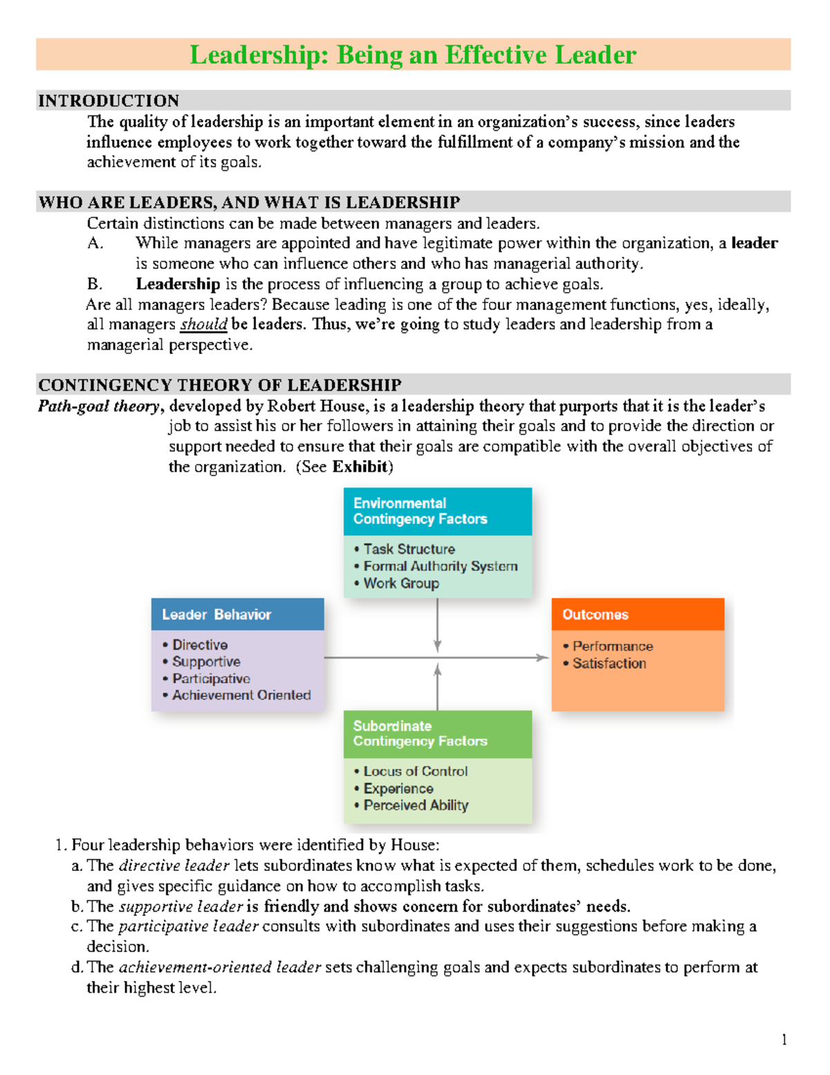 Leadership Theories: A Comprehensive Study Guide (Course Code: LEAD 101 ...