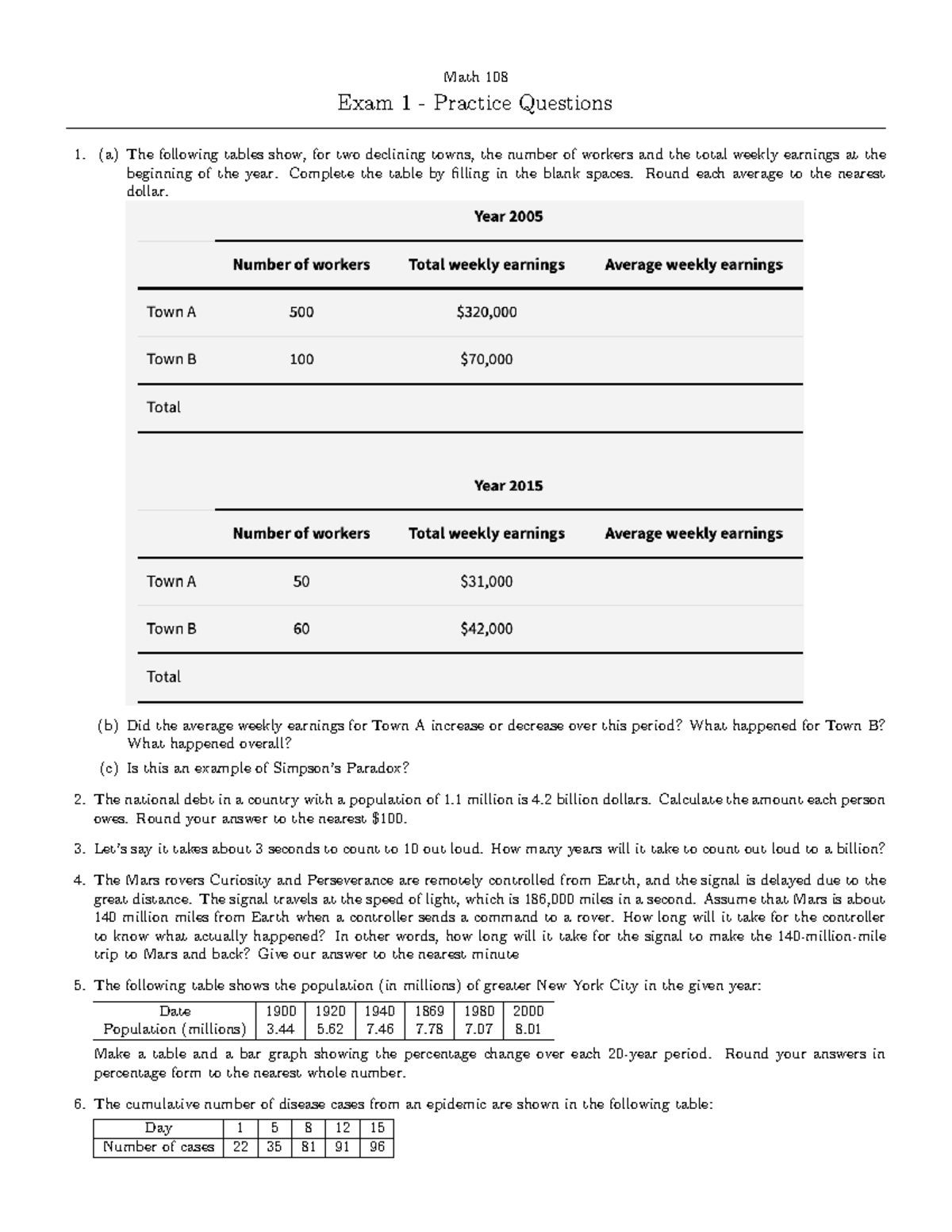 M108-Exam1-Practice Problems - Math 108 Exam 1 - Practice Questions (a ...