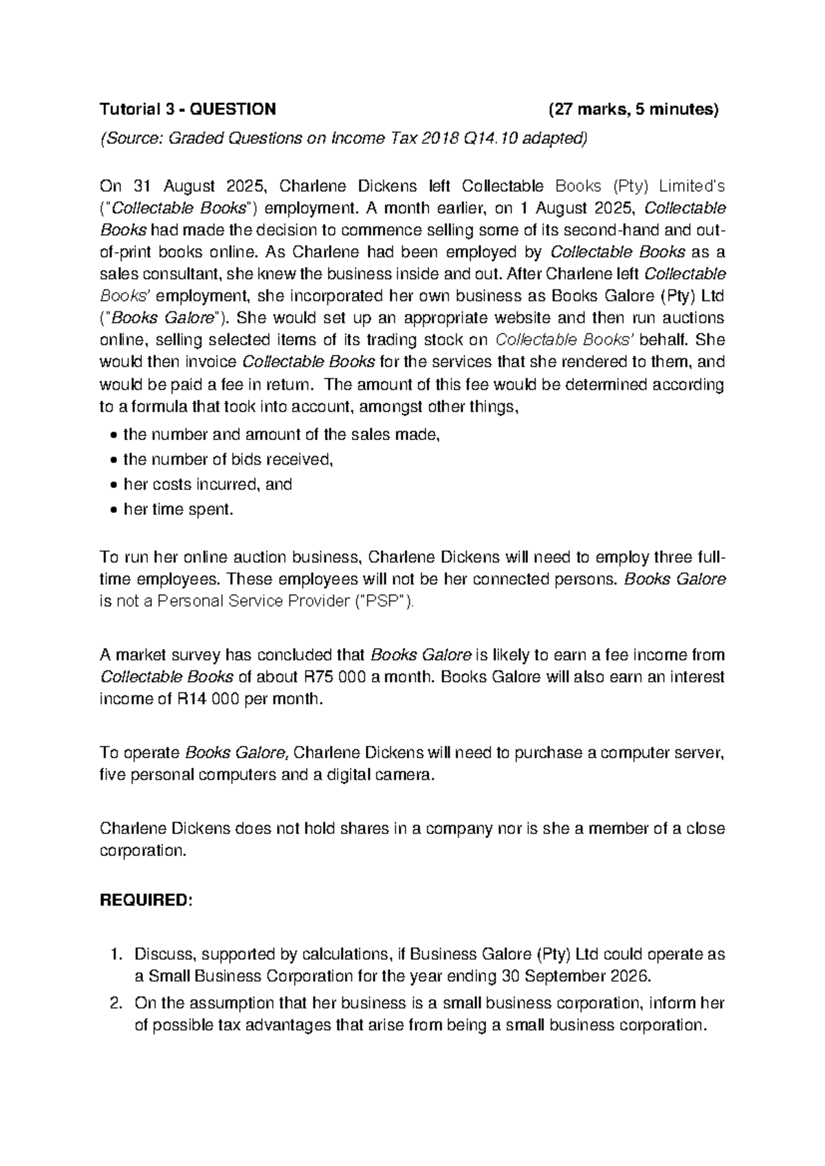 Tutorial 3 - Income Tax Case Study: Small Business Corp Analysis - Studocu