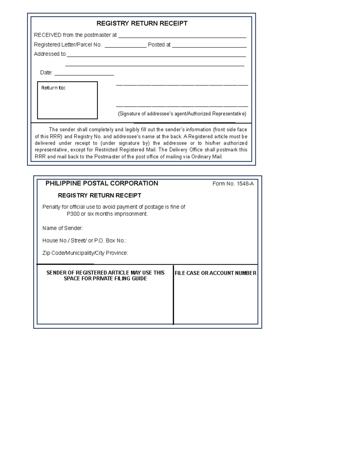 Registry Return Receipt Guidelines and Instructions Document - Studocu