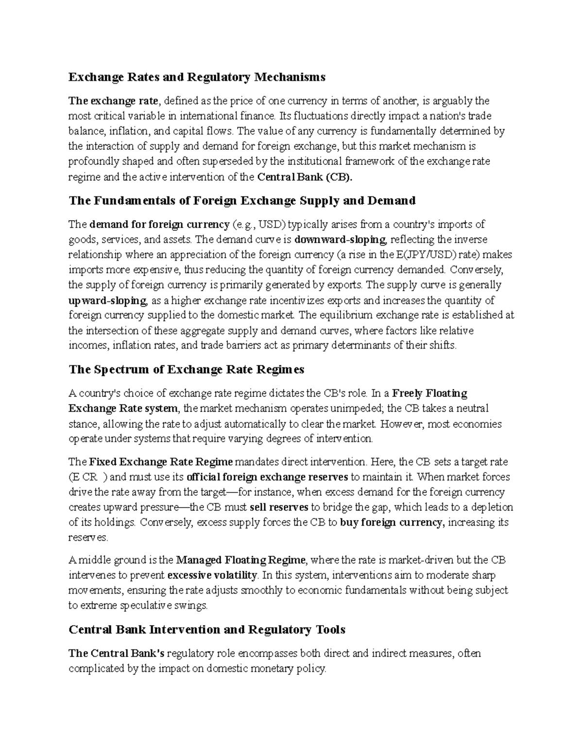 TCQT - Exchange Rates and Central Bank Mechanisms Explained - Studocu
