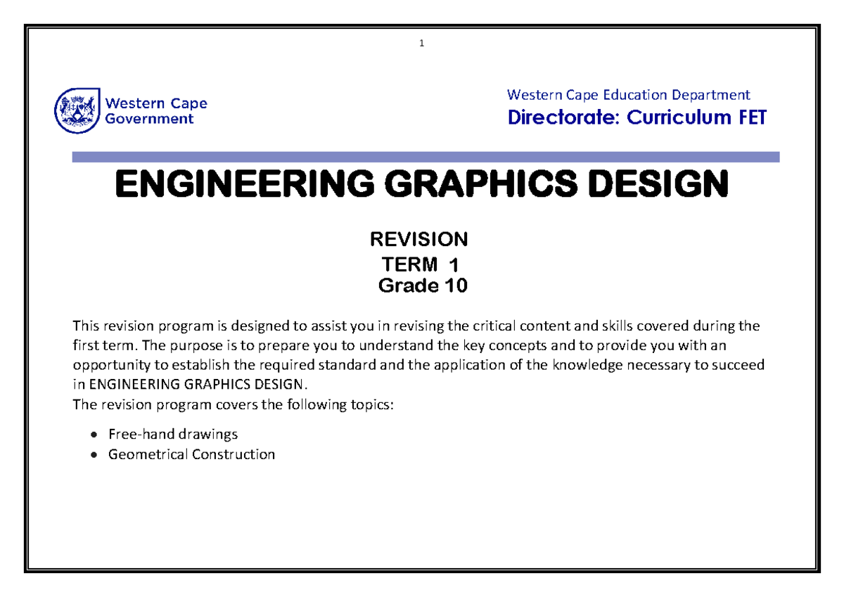 GR 10 Engineering Graphics Design TERM 1 Revision Guide - Studocu