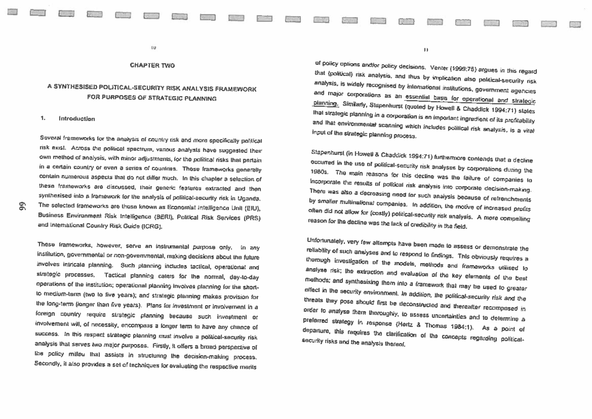 11 10 CHAPTER TWO: Synthesised Risk Analysis Framework for Strategic ...