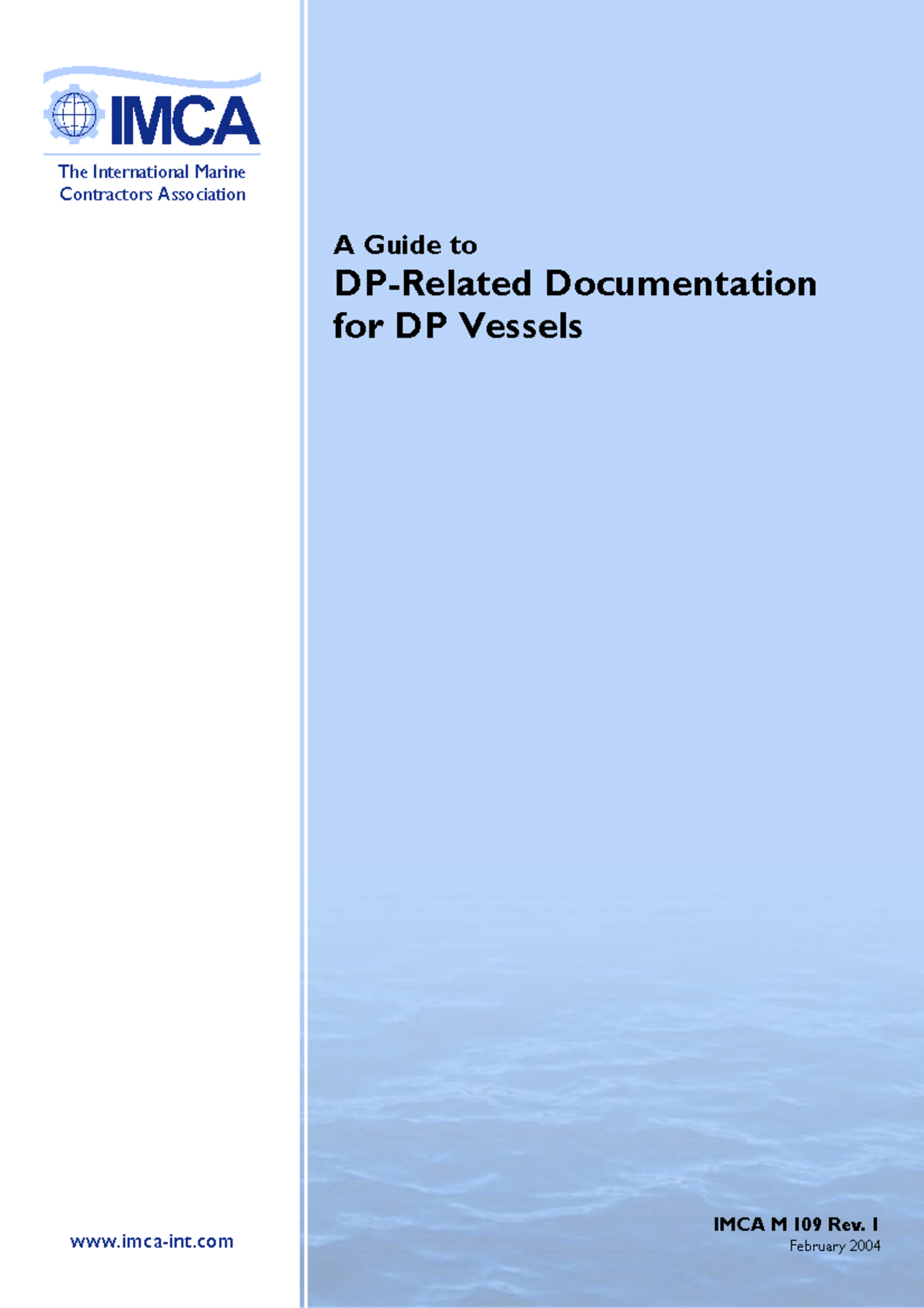 IMCA M109 - Guide to DP Documentation for DP Vessels - Studocu