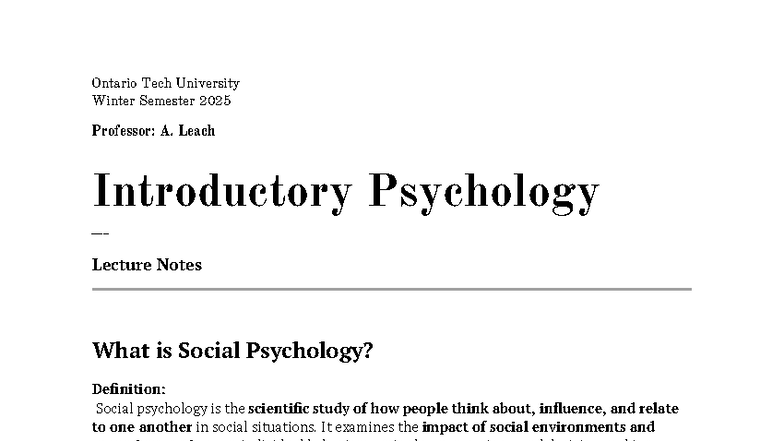Introductory Psychology PSYC 1010 Exam 3 Lecture Notes - Studocu