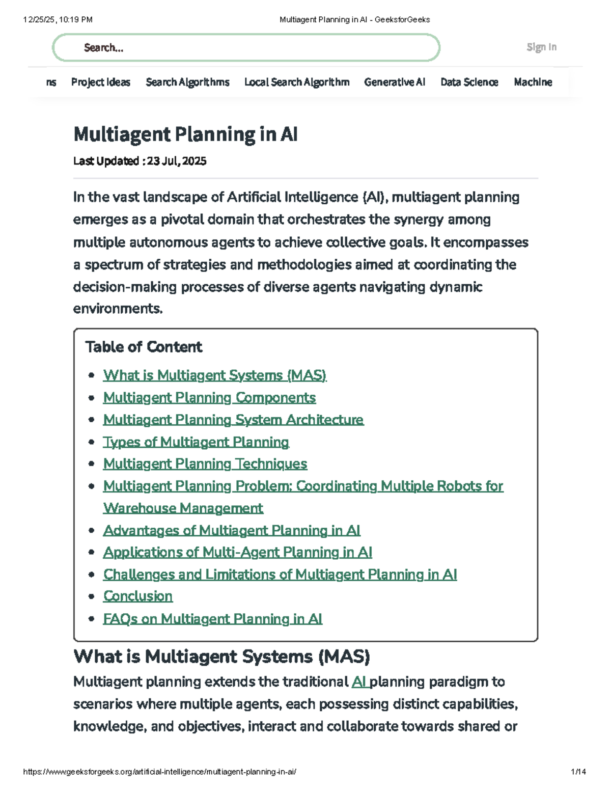 Multiagent Planning in AI: Concepts and Applications (CS101) - Studocu