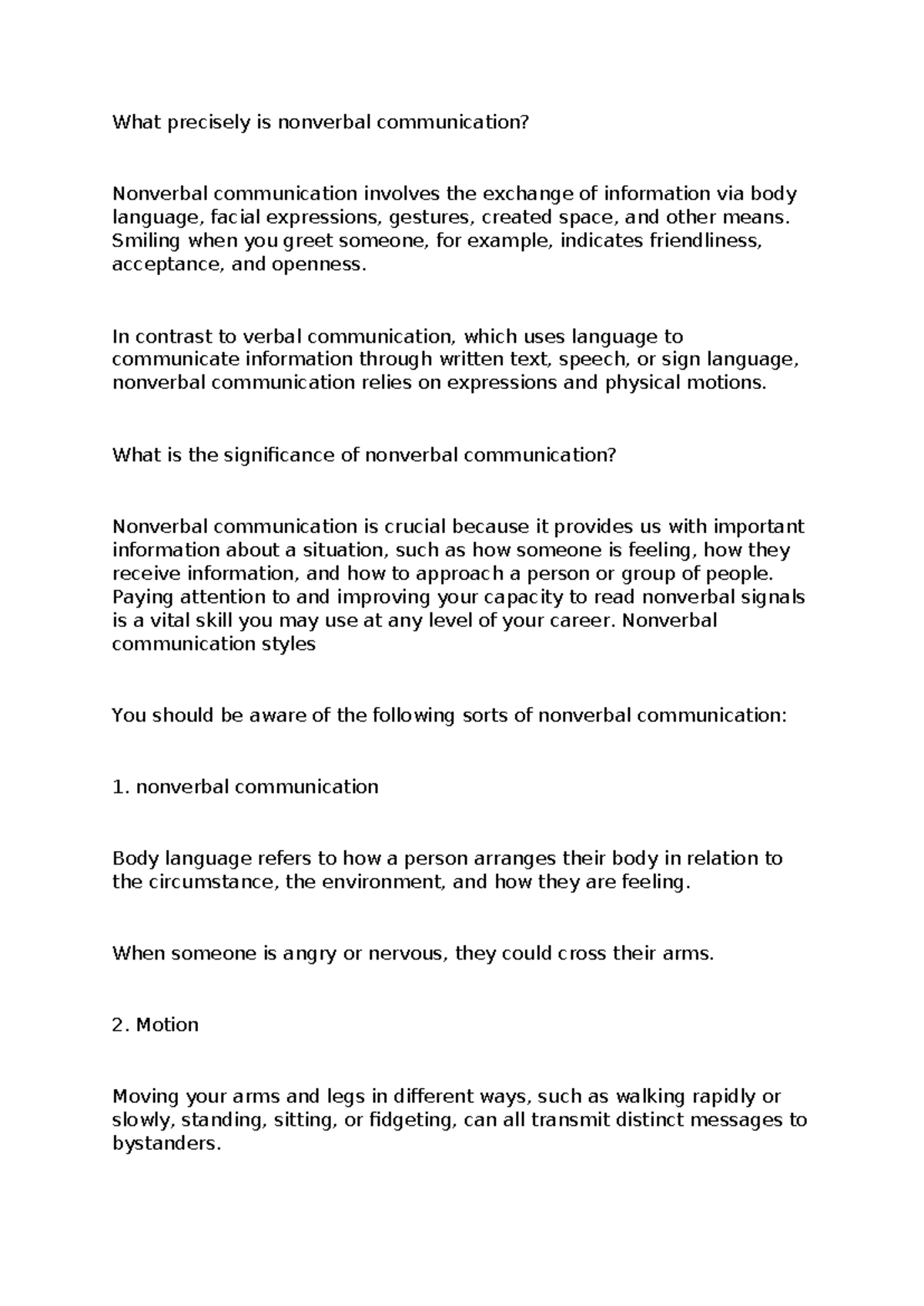 Understanding Nonverbal Communication: Key Concepts & Insights - Studocu